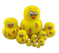 Lot de 10 poupées russes empilables sur le thème animal, jouet en bois, jouet en bois, panda, chouette, pingouin, canard, singe, lion pour chambre d'enfant, décoration (canard)