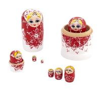 Lot de 10 poupées russes gigognes en bois Matriochka Babushka - Poupées empilables artisanales - Arts folkloriques - Ornement de bureau Matriochka - Figurines en bois