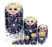 Lot de 10 poupées russes traditionnelles en bois peintes à la main Matriochka Babushka Art populaire Figurine artistique