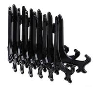 Lot de 10 présentoirs en plastique pour assiettes et bols avec charnières réglables pour une pêche optimale (Noir)