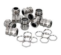 Lot de 10 presse-étoupes Kalitec M12 en laiton 2,5-6,5 mm I Contre-écrou M12 en laiton I Passe-câbles étanche et gazeux I Kit de presse-étoupes M12 long