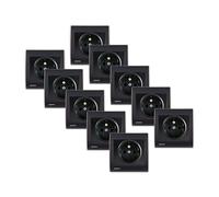 Lot de 10 Prise 2P+T Anthracite Delta Iris + Plaque Anthracite