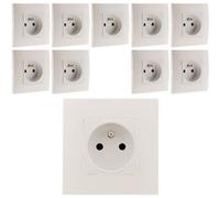 Lot de 10 prises 2P+T connexion auto. montés module large Blanc - Simplea G