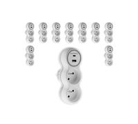 Zenitech - Lot de 10 prises 2x16A + 2 ports USB A/C - Blanc et Gris - Bolea G