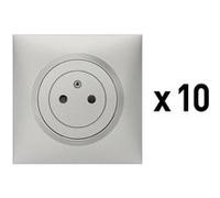 Lot de 10 prises de courant 2p+t surface complet dooxie one 16a - alu - 300441 - legrand blanc G