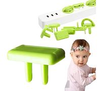 Lot de 10 prises de courant pour enfant,Protège Prise Electrique avec Poignée,Anti-choc électrique,Facile à installer,sans clé,pour Sécurité et protection pour les Bébés et Enfants (Carré Vert)