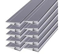 Lot de 10 profilés en aluminium ultra fins à 45° - Éclairage oblique - 1 m - Design invisible - Montage en surface - Pour armoire, étagère, panneau de barre rigide, système de canaux lumineux - Gris
