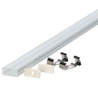 Lot de 10 profilés LED en aluminium en forme de U 100 cm pour bandes LED jusqu'à 12 mm + cache + support + embouts LT4-1 (10 x transparent)