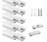 Lot de 10 profilés LED pour cloison sèche - 1 m - En aluminium - Pour bandes LED - Pour murs et plafonds - Canal LED avec diffuseur à clip et pour bandes plus larges comme Philips Hue