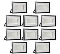 Lot de 10 Projecteur LED 150W 15000LM, Blanc Chaud 3000K Super Lumineux Spot Extérieur, Lumière de Sécurité IP65 Étanche Verre Trempé à Grain Fin, Floodlight pour Entrée Terrasse Square Usine