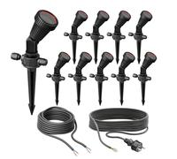 Lot de 10 projecteurs de jardin avec piquet de terre PIRK avec fiche Schuko pour