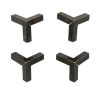Lot de 10 protections d'angle en fer bronze antique pour boîtes à bijoux, boîtes à vin et meubles en bois - Charnières décoratives avec vis - 46 x 32 x 32 mm (noir)