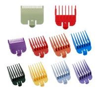 Lot de 10 protections de tondeuse compatibles avec la plupart des tondeuses Wahl - Guide de remplacement avec code couleur - Peignes professionnels pour coupe de cheveux de 1,5 mm à 25 mm.