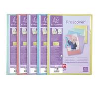 Exacompta - Réf. 5839E - 1 Protège-documents personnalisable Kreacover Pastel - 30 pochettes cristal lisse - 60 vues - pour A4 - dim 24x32cm - couverture en polypro semi-rigide - 5 couleurs aléatoires