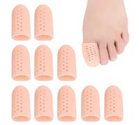 Lot de 10 protège-orteils pour gros orteil - En silicone souple - Respirants - Coussinets de protection pour orteils - Pour ongles incarnés et douleurs aux oignons (couleur chair)