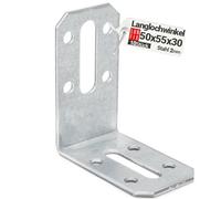 Lot de 10 raccords d'angle réglables - Équerre de construction réglable - Trou oblong - 50 x 55 x 30 x 2,0 mm