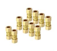 Lot de 10 raccords de compression droits en laiton à double virole | Pour une utilisation à haute pression dans les gazoducs d'air, d'huile avec construction en laiton durable et installation