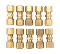 Lot de 10 raccords de frein droits en laiton 3/16" double pour évasement (1 | Compatible avec double pour évasement, inversé pour les designs évasés, joint sécurisé sans fuite, installation facile