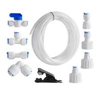 Lot de 10 raccords de tubes de purificateurs d'eau à connexion rapide de 6,35 mm, connecteur droit pour tuyau d'eau (robinet à boisseau sphérique + type L + type T + tuyau de 20 m)