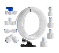 Lot de 10 raccords de tubes de purificateurs d'eau à connexion rapide de 6,35 mm, connecteur droit pour tuyau d'eau (robinet à boisseau sphérique + type L + type T + tuyau de 15 m)