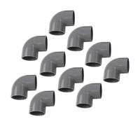 Lot de 10 raccords de tuyauterie en PVC à 90° - 50 mm de diamètre - Pour systèmes d'eau - Gris - Connecteur de plomberie compatible avec tuyaux en PVC