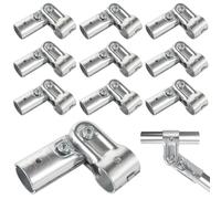 Lot de 10 raccords en T pour tube, connecteurs réglables bidirectionnels, colliers de clôture, raccords modulaires avec boulons, écrous et ompatibles avec tubes inox OD 0,98, pour rayonnages et