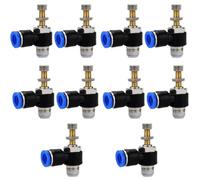 Lot de 10 raccords rapides for tuyaux d'air, à enfoncer for connecter les raccords, contrôle de la vitesse du débit pneumatique, vanne de régulation du débit d'air(8mm Tube to M5 Male Thread)