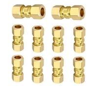 Lot de 10 raccords rapides pour tuyau de frein - Kit de raccordement de tuyau de frein - Auto-verrouillage droit - Ajustement de la compression de frein en laiton - Kit de ligne de freinage de voiture