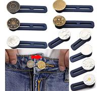 Lot de 10 rallonges de boutons rétractables en silicone pour pantalons amples - Bouton d'extension en métal sans couture - Facile à régler