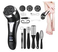 Lot de 10 Râpes à Pieds Électriques IPX7 Etanche - 2 Vitesses - Écran LED - Batterie 1500mAh - 2 Têtes - Pédicure Professionnel-Noir