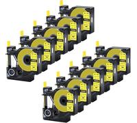 Lot de 10 rechange pour 18052 Noir sur Jaune 6 mm compatible avec Dymo | 1,5 m Gaine thermorétractable avec rapport de rétraction 3:1 compatible avec imprimantes Dymo Rhino 1000 3000 4200 5000 5200