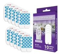 Lot de 10 recharges pour piège à insectes volants, piège à mouches d'intérieur pour mites, tue-moucherons à l'intérieur, tueur d'insectes (appareil non inclus) (recharge - 10 cartes de colle double