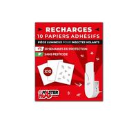 FAVEX Master Trap - Lot de 10 recharges pour piège Lumineux Insectes Volants Master Trap - Protection Mites, Mouches à Fruits, moucherons - 10 papiers Autocollants - Protection 20 semaines