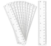 Lot de 10 règles en plastique transparent - Outil de mesure pour étudiant, école, bureau (15 cm)