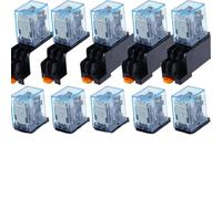 Lot de 10 relais DPDT à usage général, bobine MY2P HH52P MY2NJ 12 V 24 V CC / 110 V 220 V CA, avec base de prise(DC,48V)