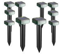 Lot de 10 répulsifs à énergie solaire pour taupes, campagnols et campagnols - Répulsif ultrasonique à ultrasons pour pelouse et jardin - Étanche - Débarrassez-vous des taupes, marmottes et tamias