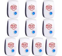 Lot de 10 répulsifs à ultrasons d'intérieur répulsifs pour rongeurs, souris, cafards, araignées, fourmis, moustiques et insectes, pour la maison, le bureau, l'entrepôt, sans danger pour les enfants et
