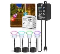 Lot de 10 RGB LED Spot Encastrable Exterieur Dimmable, Minuterie Spots à Encastrer Extérieur Capteur Photoélectrique Spots LED Encastrables IP67 Étanche pour Terrasse Bois Piscine Jardin Deck en Bois