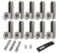 Lot de 10 robinets de garde-corps en verre résistant au vent pour installation latérale robuste pour maison, jardin, escaliers, balcon, finition argentée, solution de sécurité durable