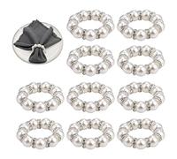 Lot de 10 Rond de Serviette de Table, Anneaux de Serviette en Perles pour Décoration de Table pour Mariage Fête Dîner Anniversaire Décoration de Table