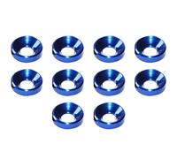 Lot de 10 rondelles de coupe M4 en aluminium anodisé à tête fraisée pour baie de moteur (bleu)