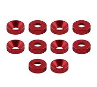 Lot de 10 rondelles de tasse M4 en aluminium anodisé à tête fraisée pour pare-chocs de baie moteur (rouge)