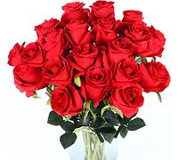Lot de 10 Roses artificielles avec tiges, Toucher réaliste, Fausses Fleurs en Velours et Soie, pour Bouquets de Mariage, compositions Florales, décoration