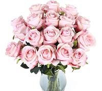 Lot de 10 Roses artificielles avec tiges, Toucher réaliste, Fausses Fleurs en Velours et Soie, pour Bouquets de Mariage, compositions Florales, décoration