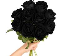 Lot de 10 Roses artificielles avec tiges, Toucher réaliste, Fausses Fleurs en Velours et Soie, pour Bouquets de Mariage, compositions Florales, décoration