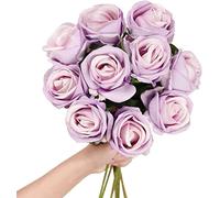 Lot de 10 Roses artificielles avec tiges, Toucher réaliste, Fausses Fleurs en Velours et Soie, pour Bouquets de Mariage, compositions Florales, décoration