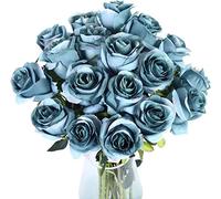 Lot de 10 Roses artificielles avec tiges, Toucher réaliste, Fausses Fleurs en Velours et Soie, pour Bouquets de Mariage, compositions Florales, décoration