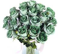 Lot de 10 Roses artificielles avec tiges, Toucher réaliste, Fausses Fleurs en Velours et Soie, pour Bouquets de Mariage, compositions Florales, décoration