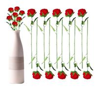 Lot de 10 roses artificielles en soie avec tiges - Bouquet de mariée éternel pour fête de mariage, anniversaire, mariage