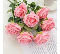 Lot de 10 Roses Artificielles en Soie Bleu Ciel, au Toucher Réaliste - pour Bouquet de Mariée, Décoration de Fête, Saint-Valentin, Centres de Table et Décoration Maison(Deep Pink,12pcs)